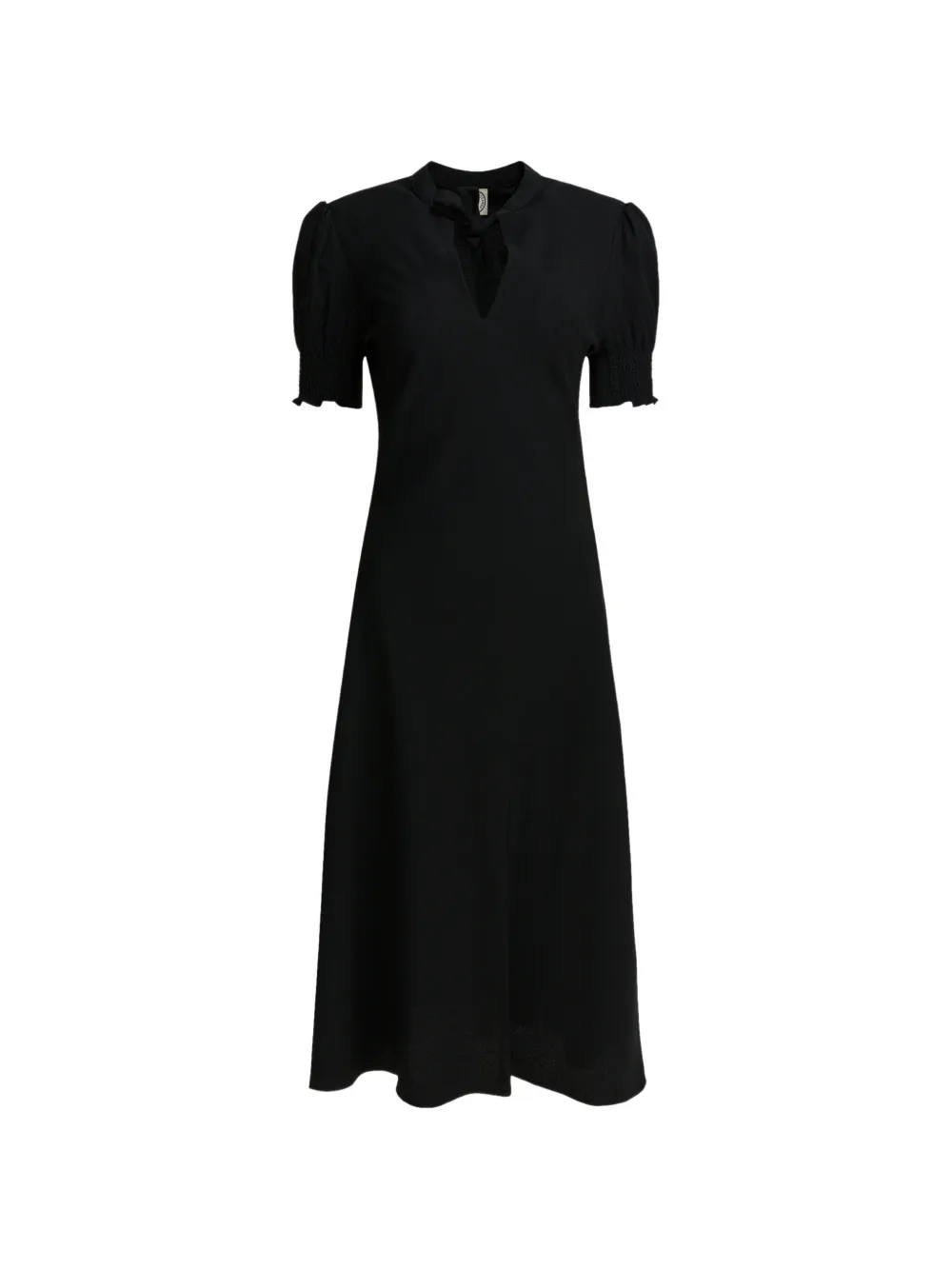 Ines De La Fressange tie-neck smocked midi dress - Nero