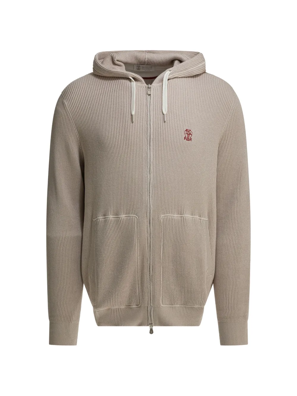 Brunello Cucinelli zip-up knitted hoodie - Neutrals