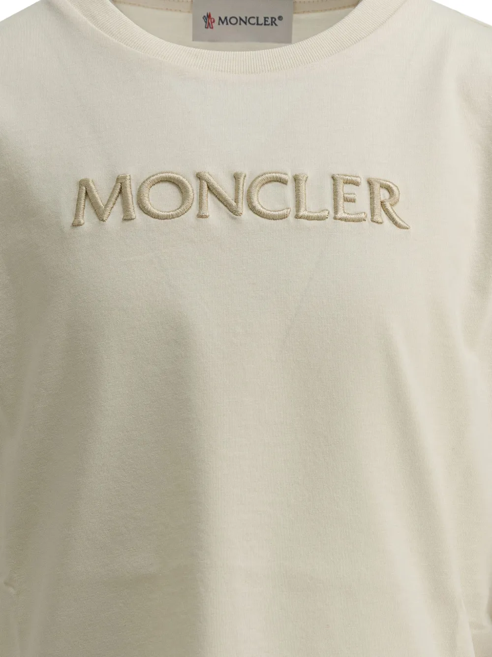 Moncler Enfant T-shirt met geborduurd logo Beige