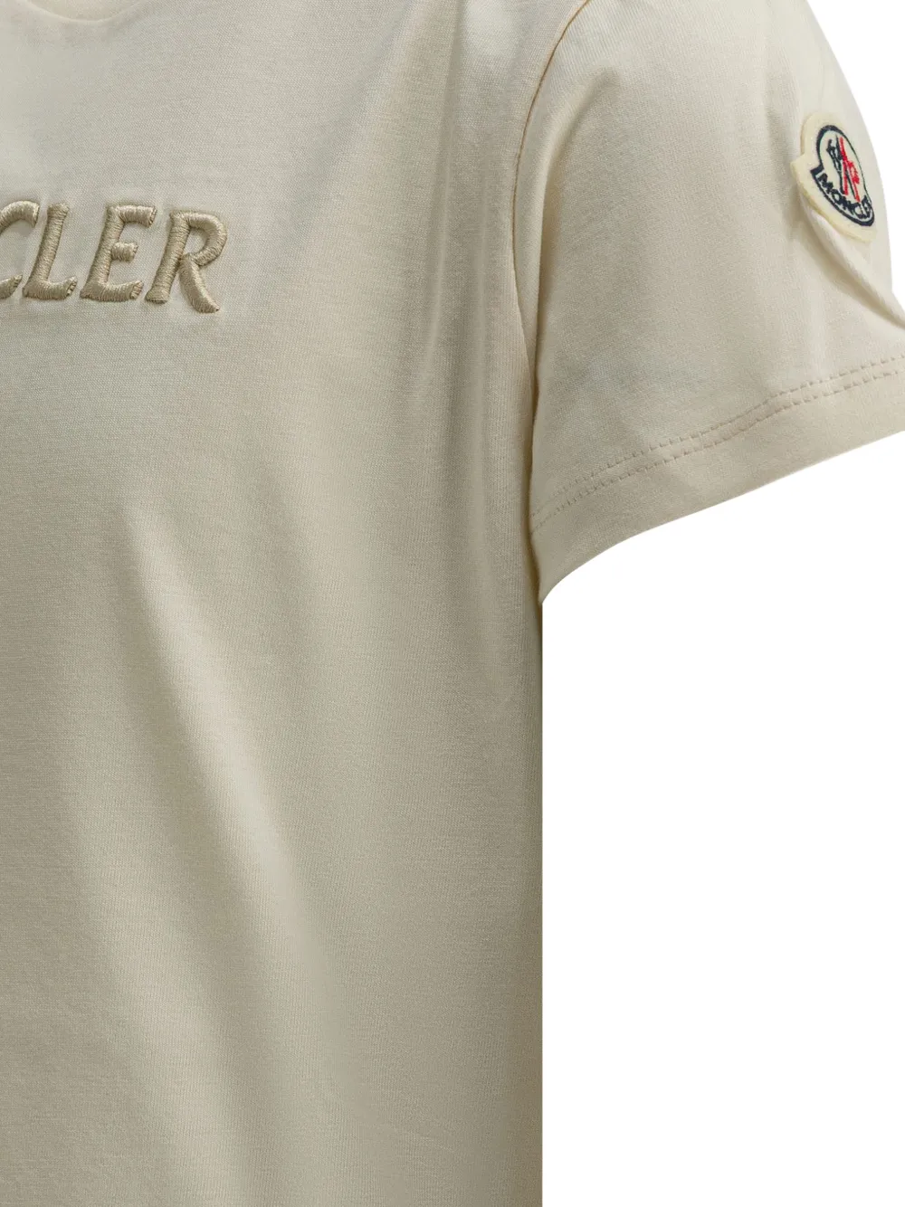 Moncler Enfant T-shirt met geborduurd logo Beige