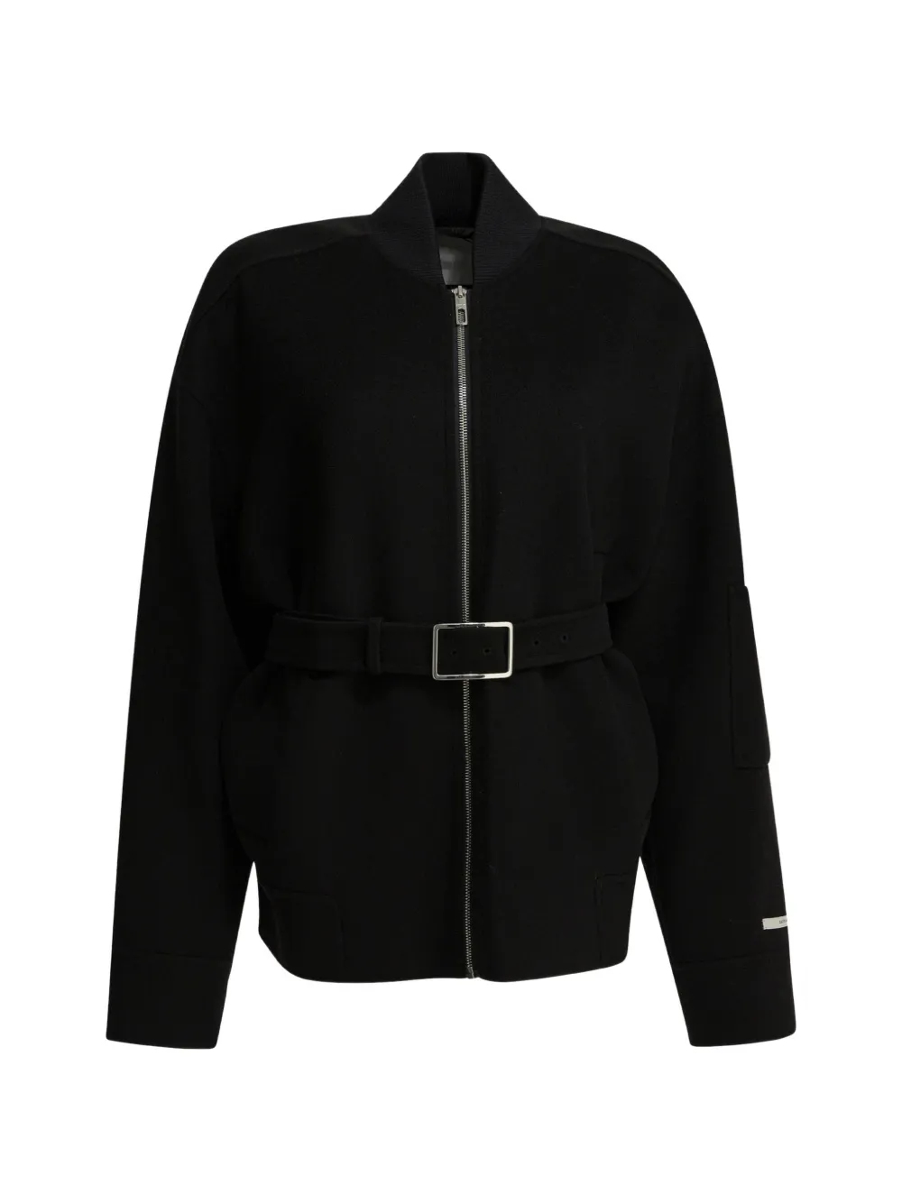 Max Mara Belted Zip-up Jacket In Black