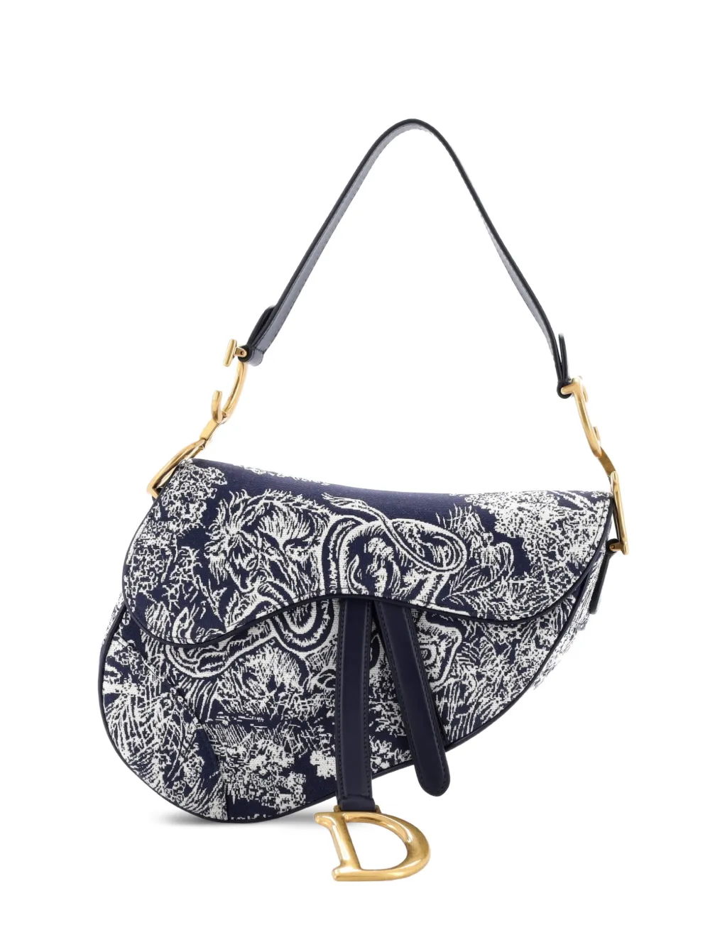 Christian Dior Pre-Owned Toile De Jouy Saddle Bag Embroidered Canvas Medium shoulder bag - Blu