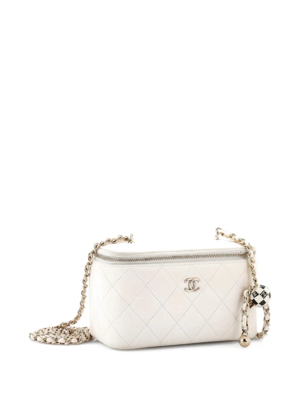 Pearl Crush Vanity Case With Chain Quilted Lambskin Small Clutch Bag