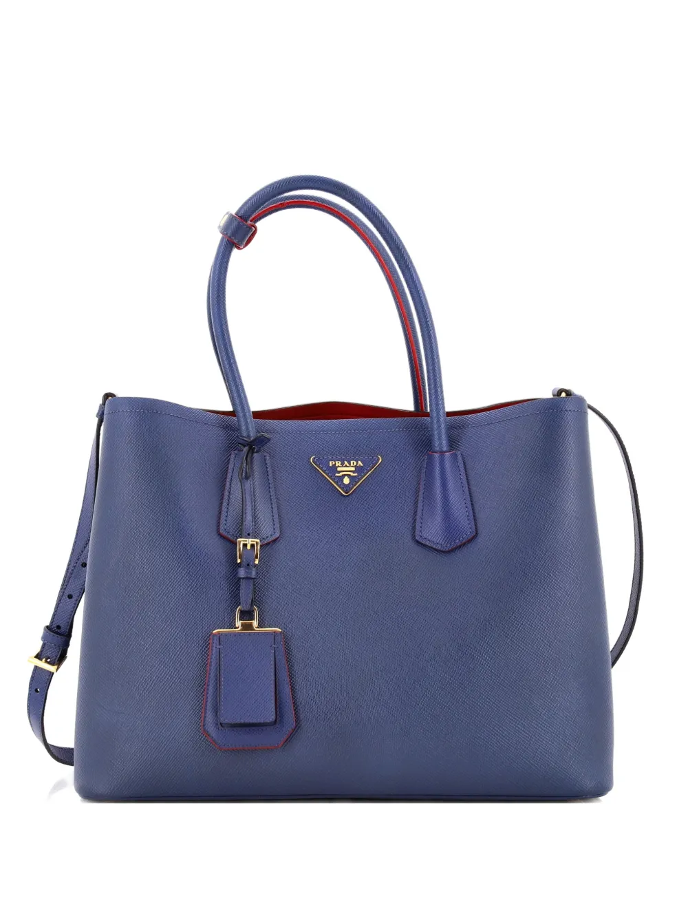 Prada Pre-Owned Cuir Double Saffiano Leather Medium tote bag - Blu
