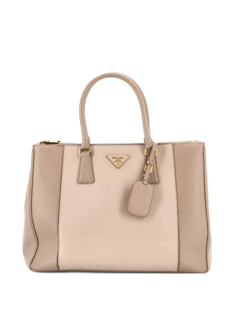 Prada Pre-Owned Bicolor Double Zip Lux Saffiano Leather Medium tote bag