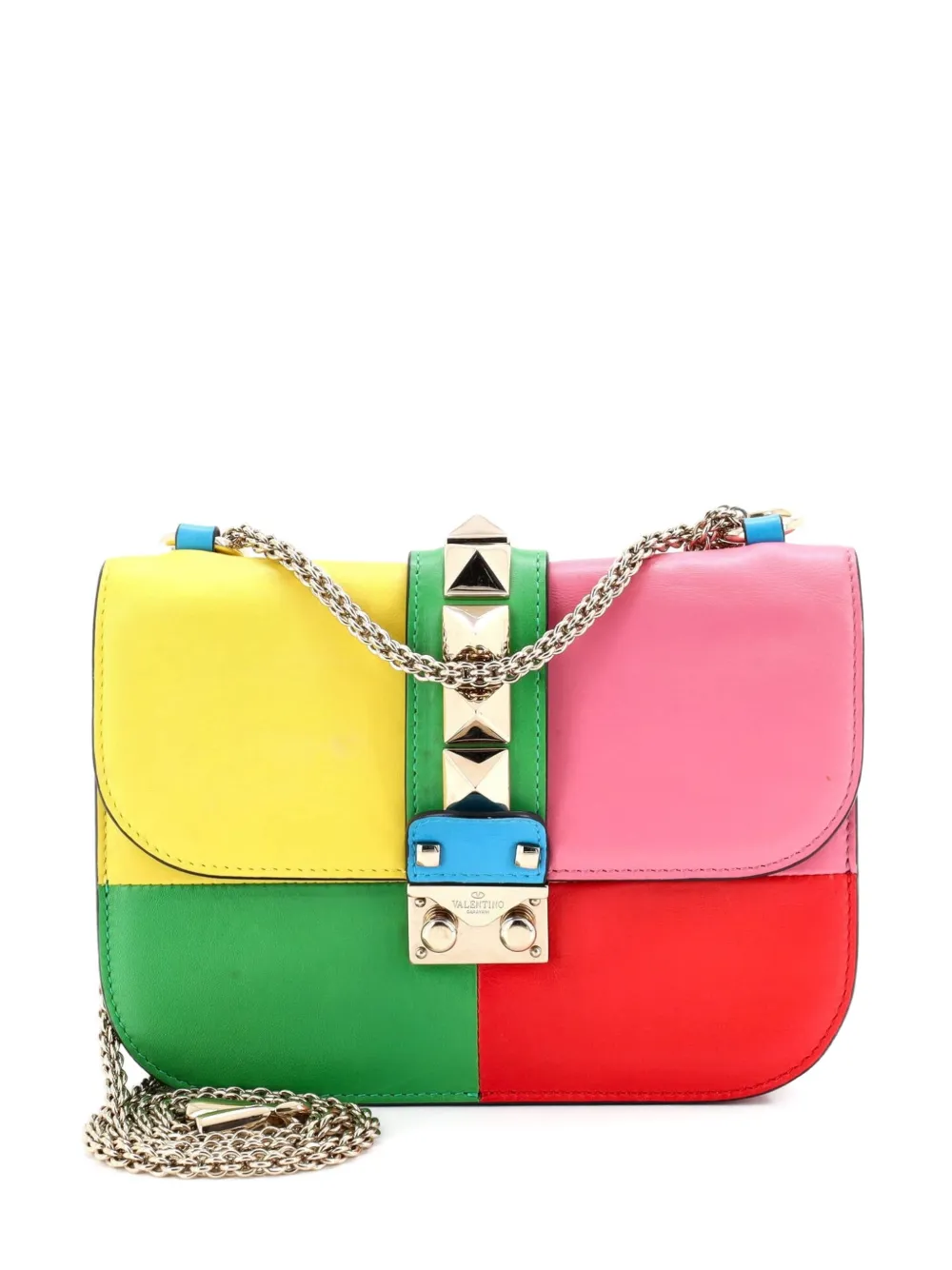 Valentino Garavani Pre-Owned 1973 Glam Lock Shoulder Bag Striped Leather Mini crossbody bag - Multicolore