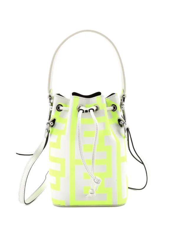 Fendi Pre-owned X Marc Jacobs Mon Tresor Printed Leather Mini Bucket Bag in Grey