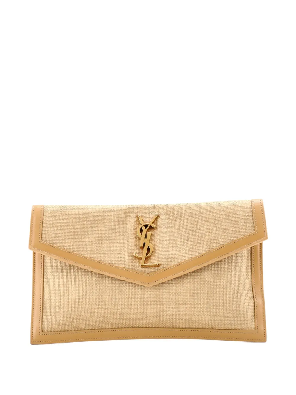 Saint Laurent Pre-Owned Uptown Pouch Raffia clutch bag - Toni neutri