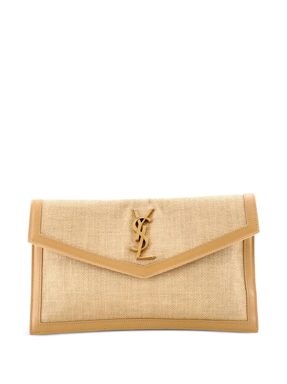 Saint Laurent Pre-Owned Uptown Pouch Raffia clutch bag - Toni neutri