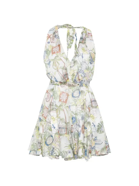 Maje postcard-print halterneck mini dress