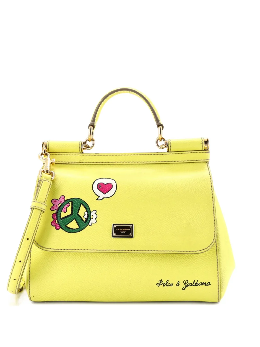 Dolce & Gabbana Pre-Owned Miss Sicily Bag Printed Leather Medium satchel - Giallo