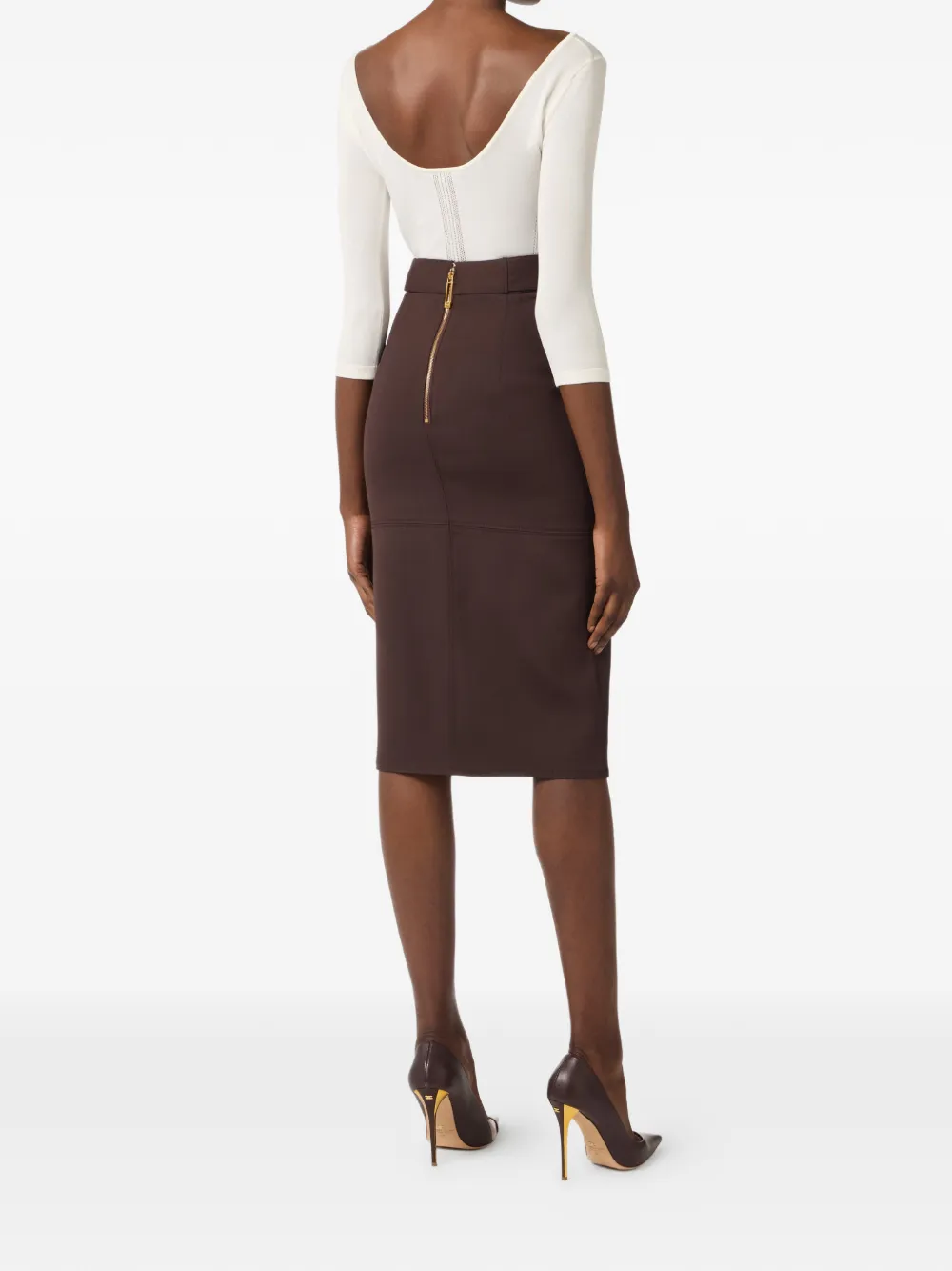 Elisabetta Franchi Top met logoplakkaat Beige