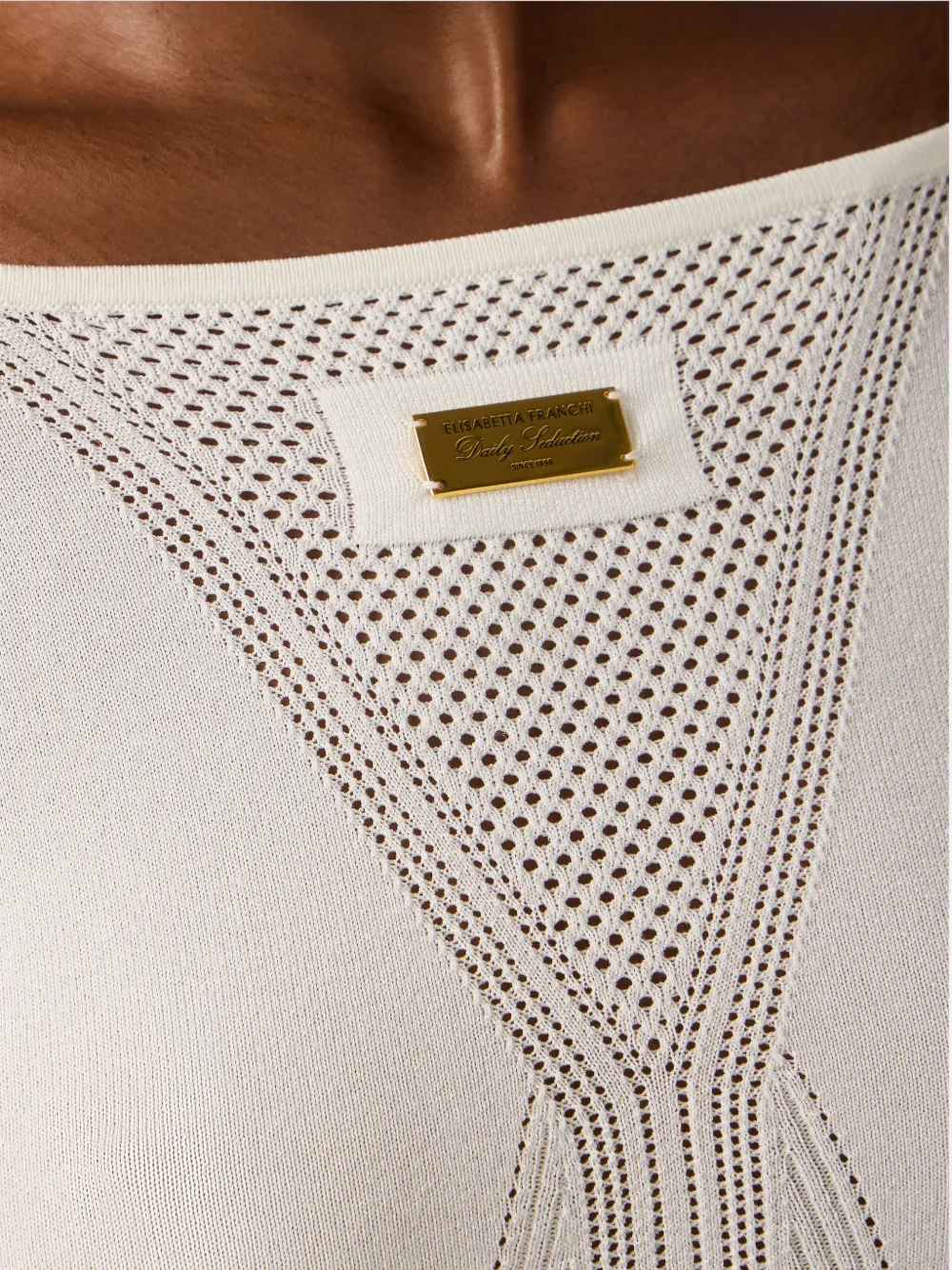 Elisabetta Franchi Top met logoplakkaat Beige