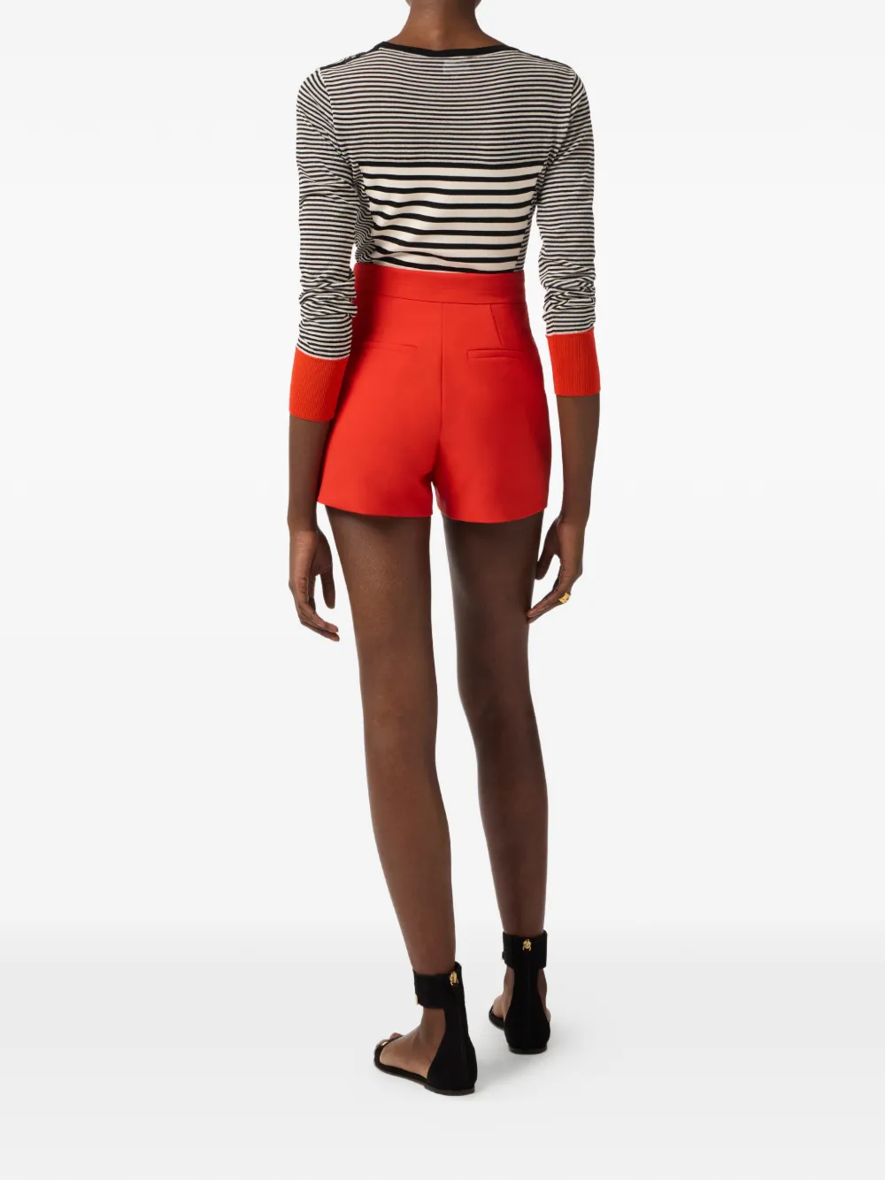 Elisabetta Franchi Gestreepte top met ronde hals Rood