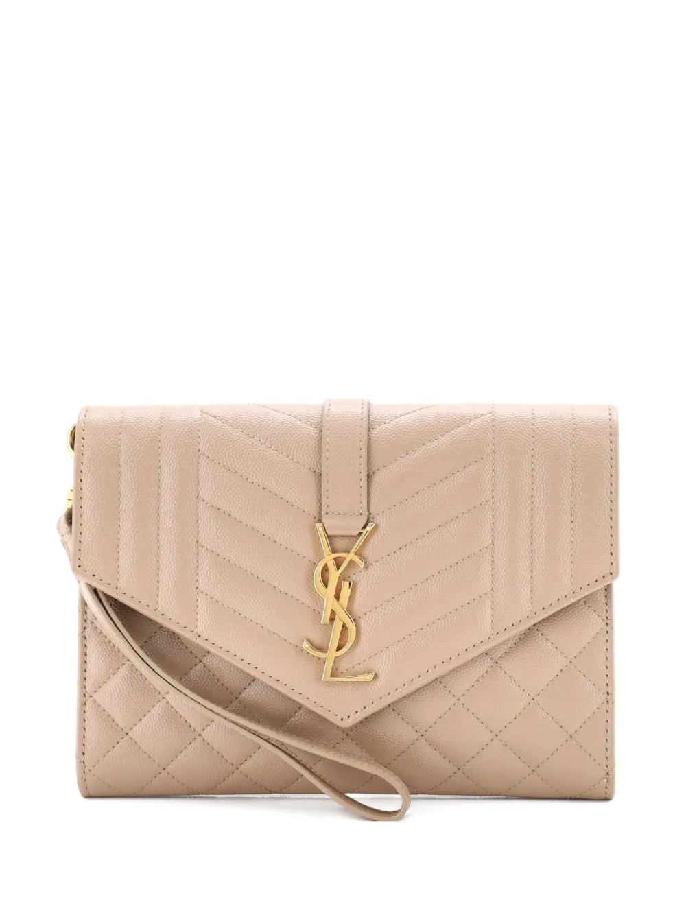 Saint Laurent Pre-Owned Classic Monogram Envelope Wristlet Mixed Matelasse Leather clutch bag - Toni neutri
