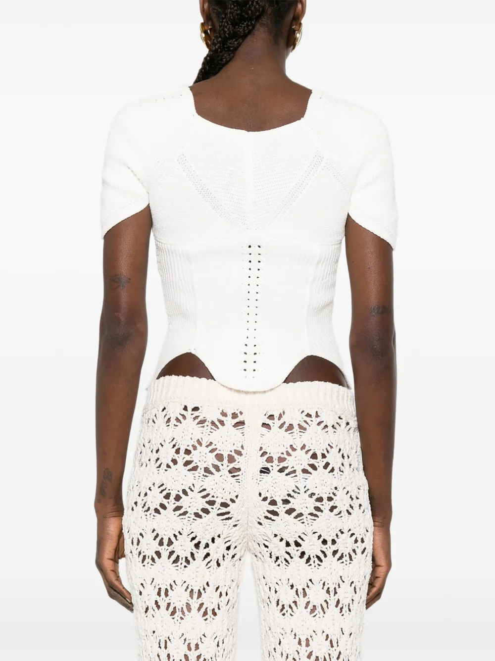 Cult Gaia Eliza gewelfde top met V-hals Wit
