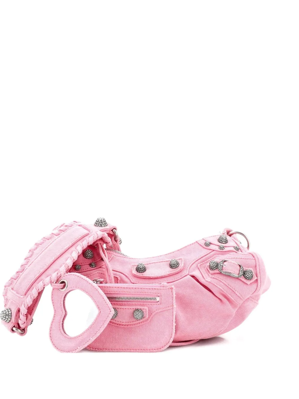 Balenciaga Pre-Owned Le Cagole Giant Studs Denim with Crystals XS shoulder bag - Rosa