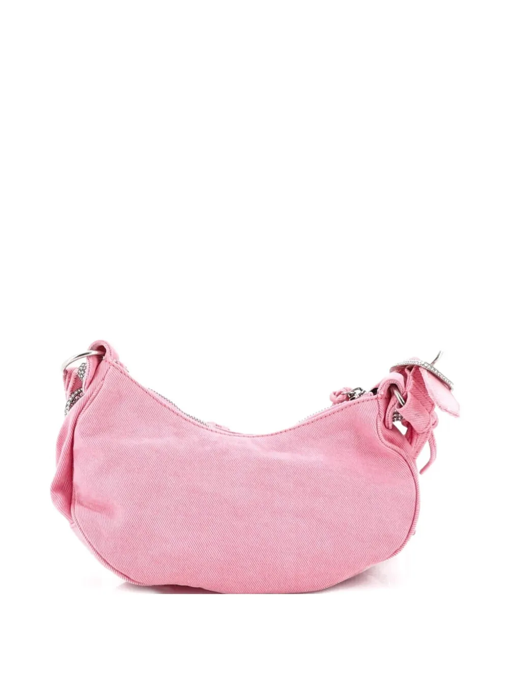 Le Cagole Giant Studs Denim With Crystals Xs Shoulder Bag