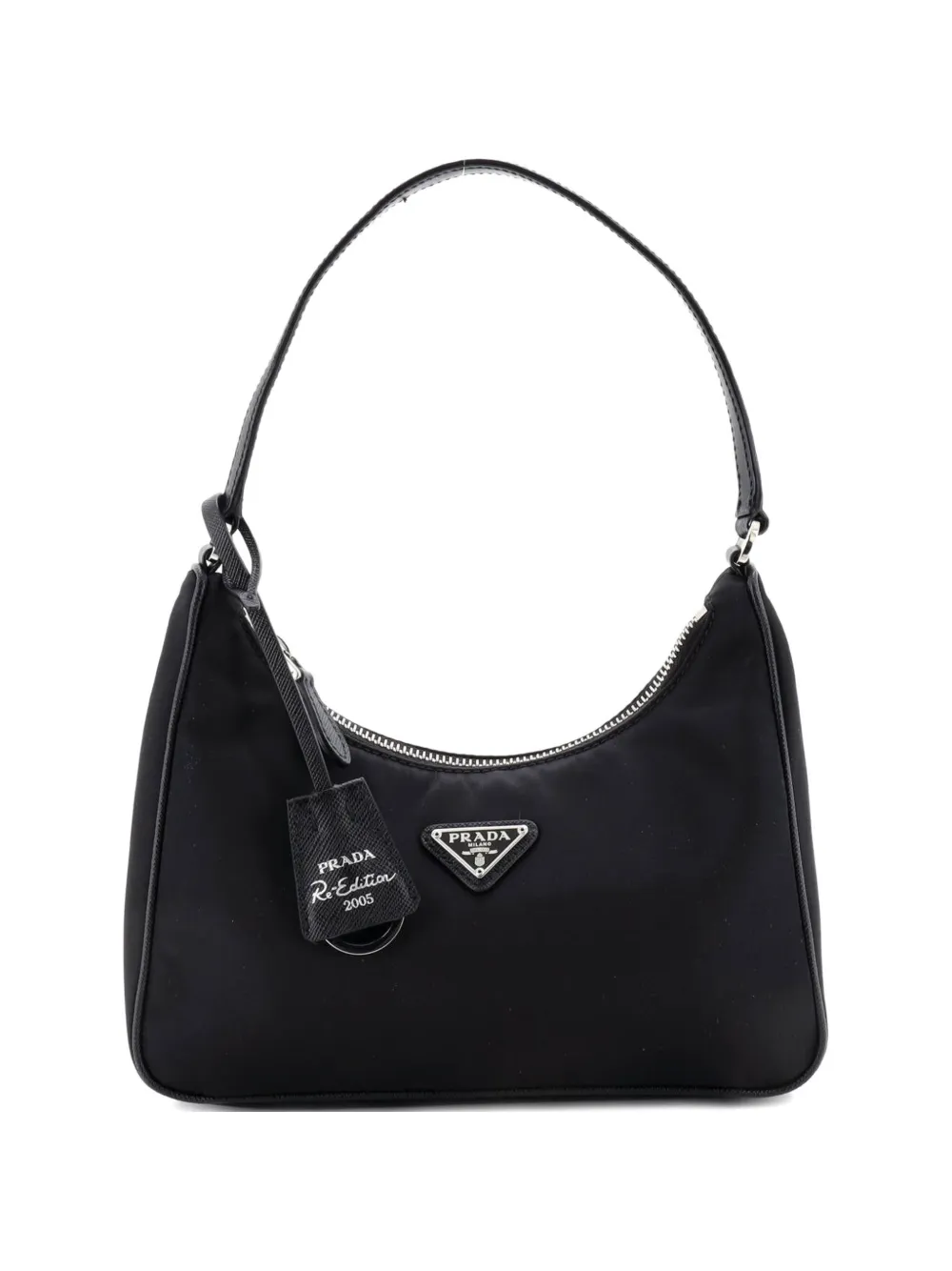 Prada Pre-Owned Re-Edition 2005 Tessuto with Saffiano Leather Mini hobo bag - Nero