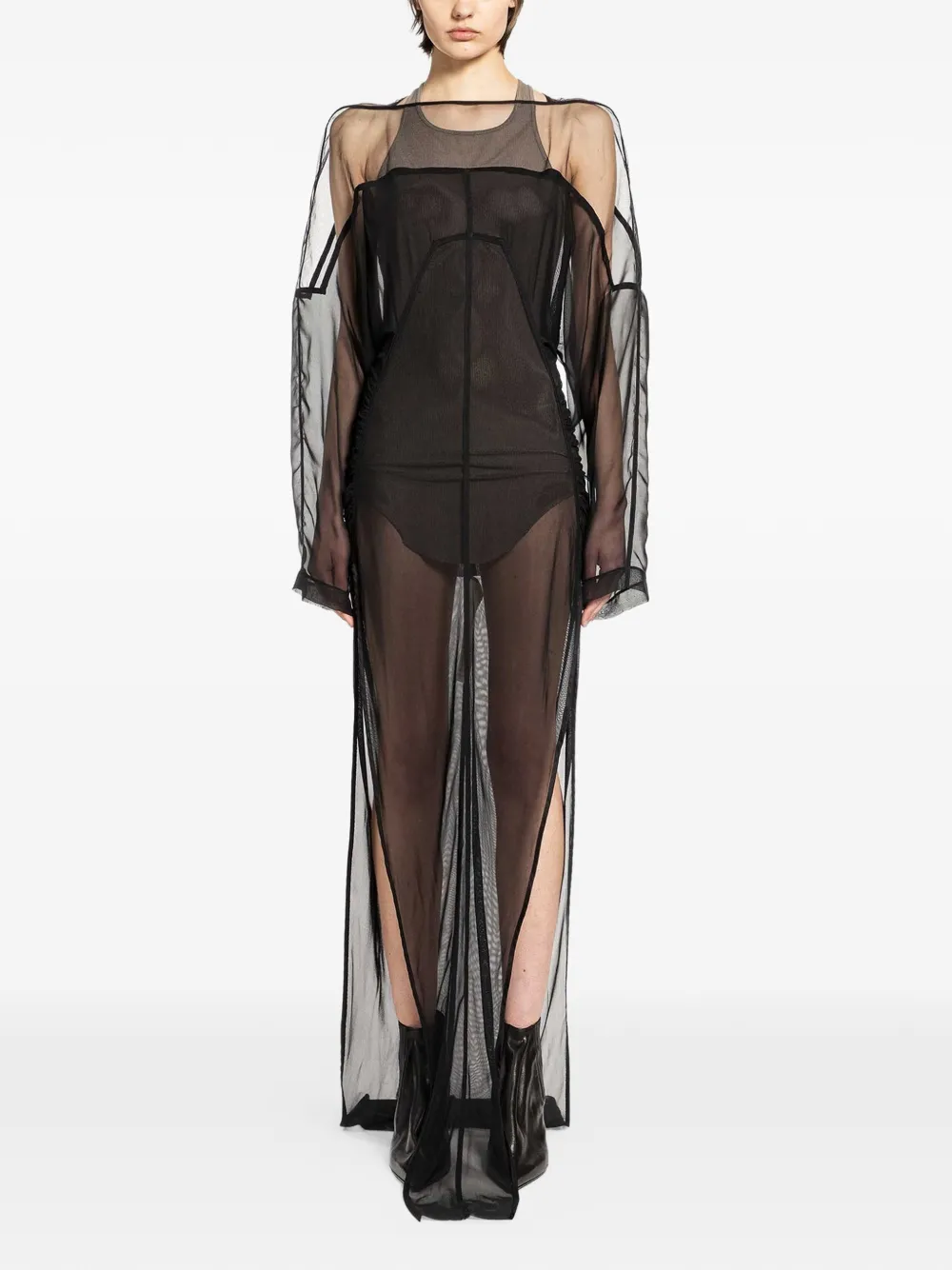 Rick Owens Temple collage boat-neck maxi dress - Nero