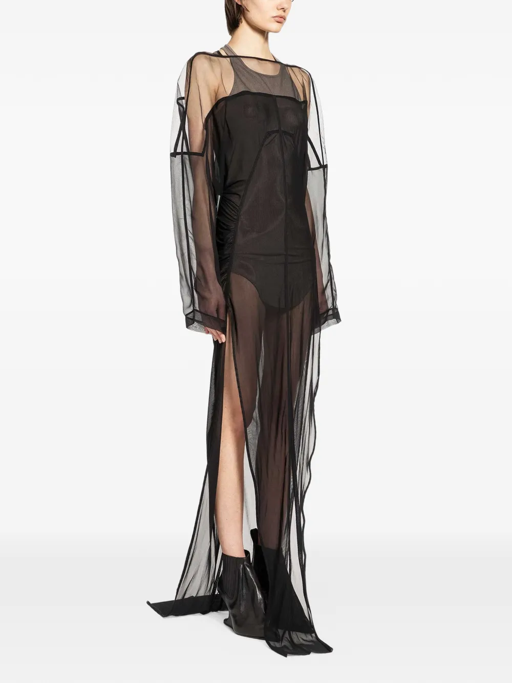 Temple collage boat-neck maxi dress
