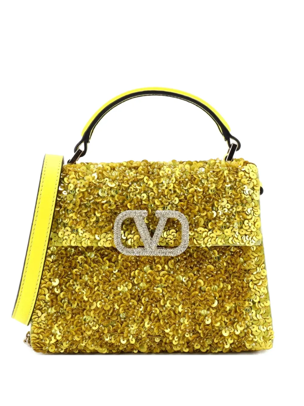 Valentino Garavani Pre-Owned VSling Top Handle Bag Sequins Mini satchel - Giallo