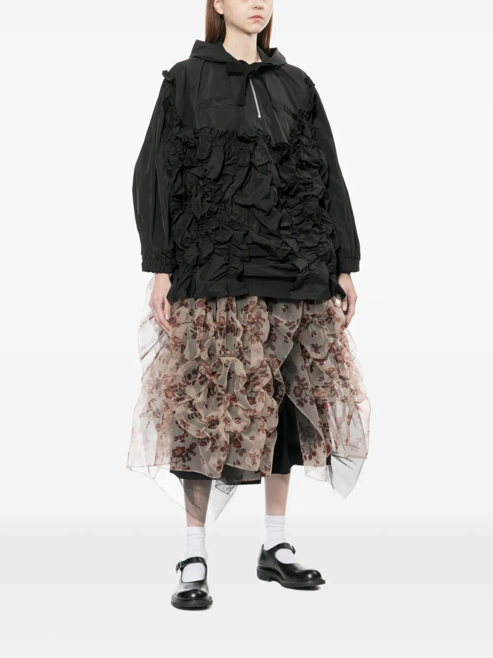  Tao Ruffled Hooded Jacket - Black 
