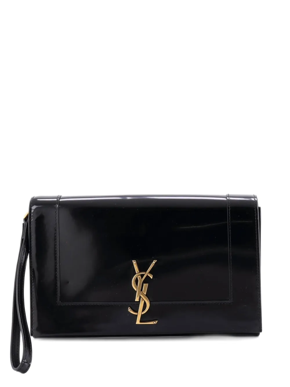 Saint Laurent Pre-Owned Cassandre Flap Wristlet Pouch Patent clutch bag - Nero
