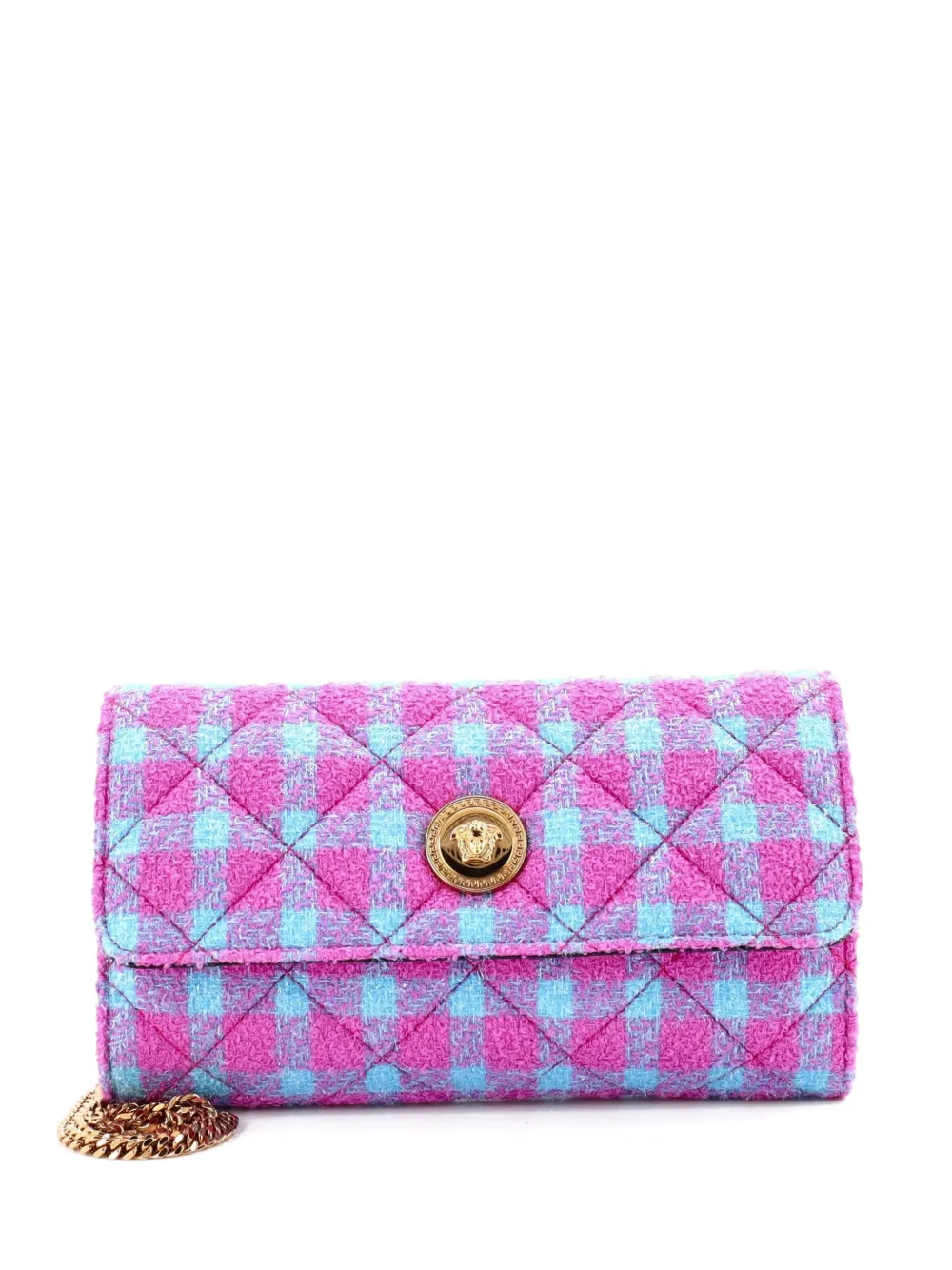 Versace Pre-Owned Medusa Icon Chain Flap Bag Quilted Tweed East West shoulder bag - Rosa