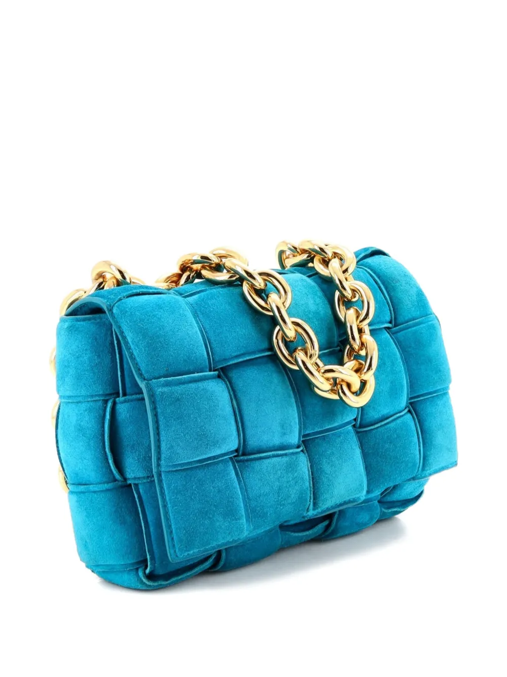 Cassette Chain Padded Maxi Intrecciato Suede Crossbody Bag