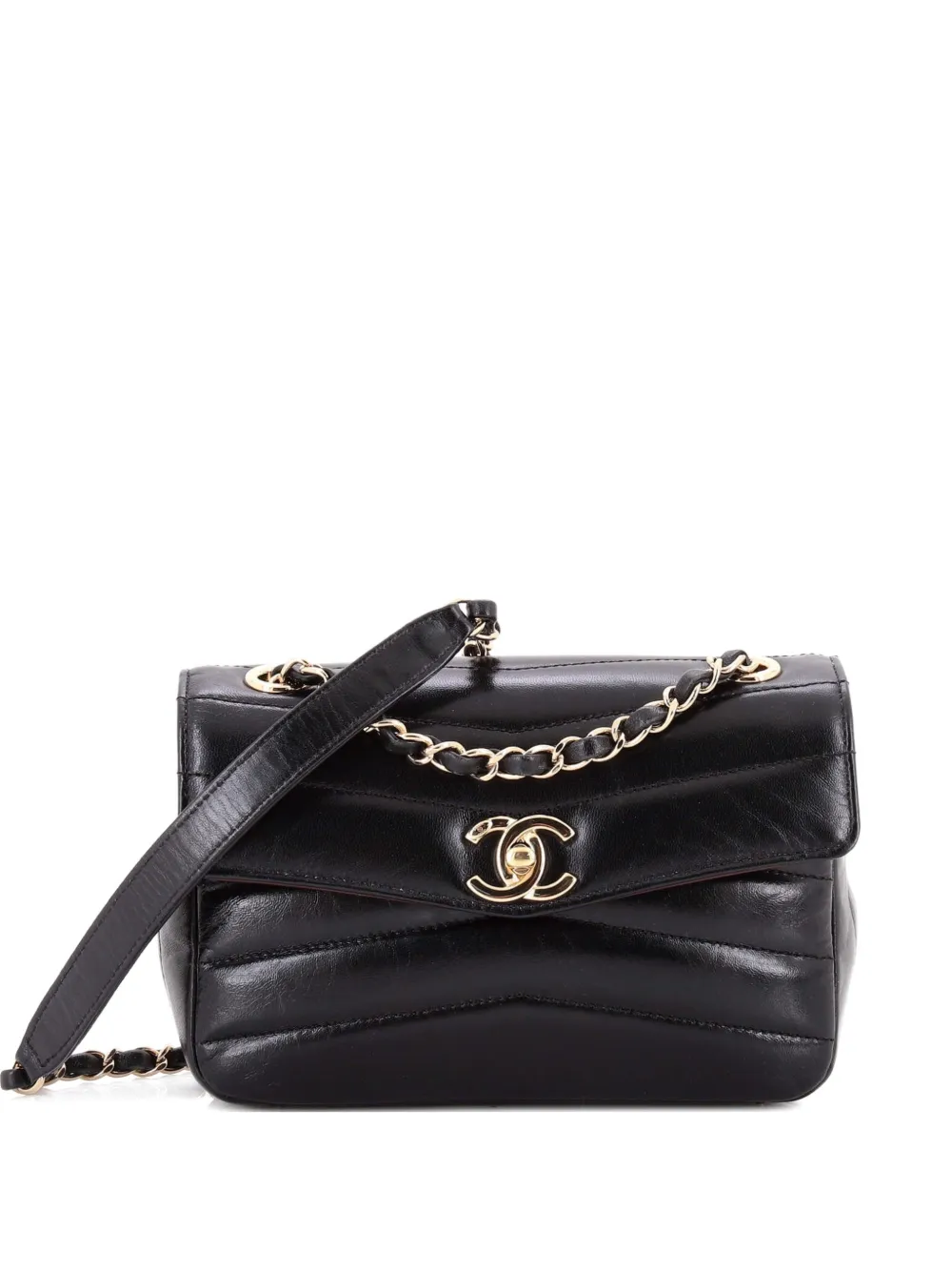 CHANEL Pre-Owned Miroir Flap Bag Chevron Shiny Lambskin Small shoulder bag - Nero