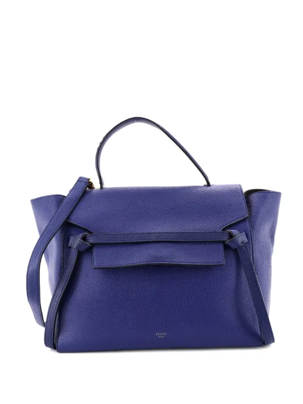 Celine Pre-owned Belt Bag Textured Leather Mini Shoulder Bag in Blue