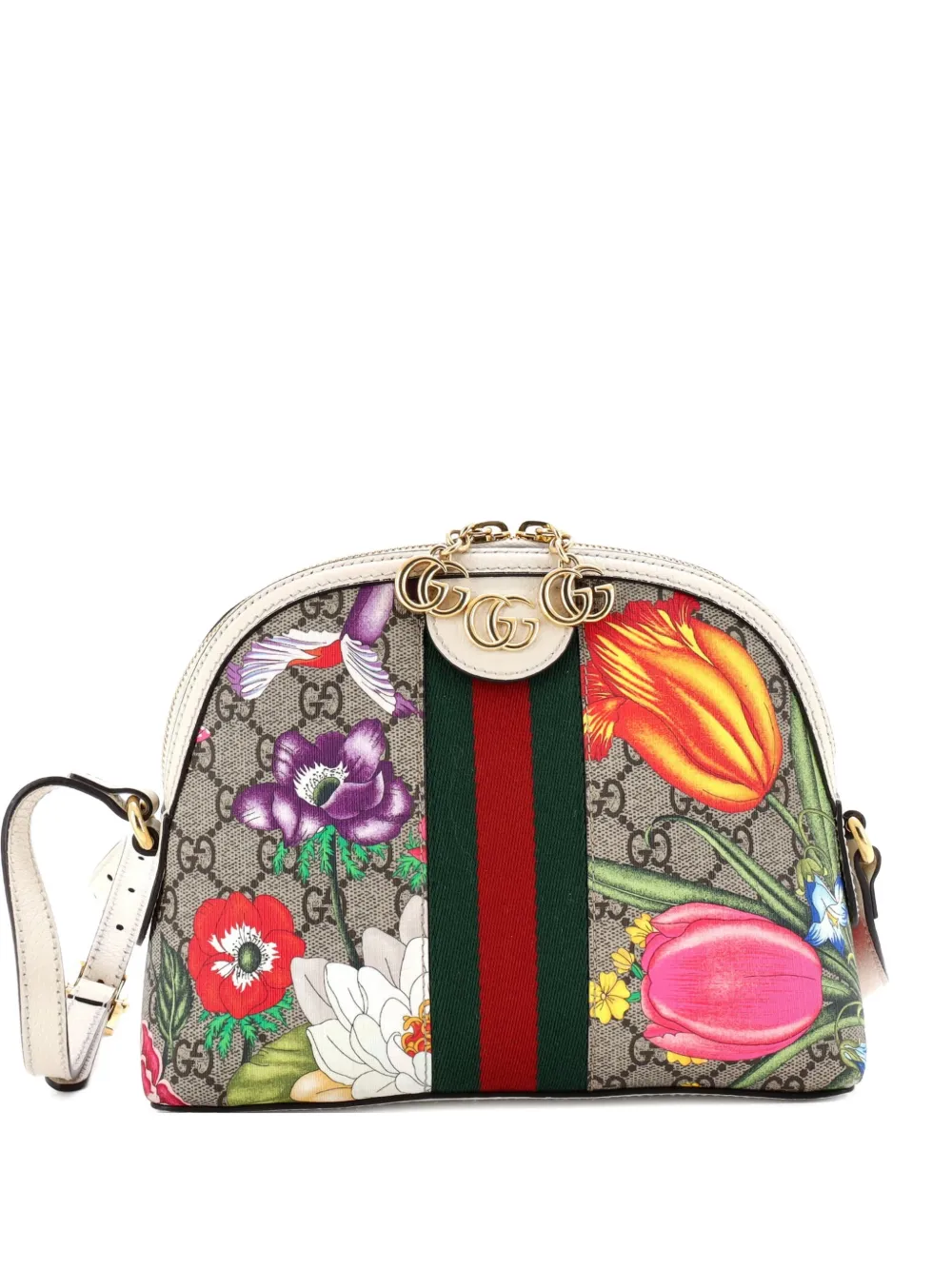 Gucci Pre-Owned Ophidia Dome Shoulder Bag Flora GG Coated Canvas Small crossbody bag - Marrone