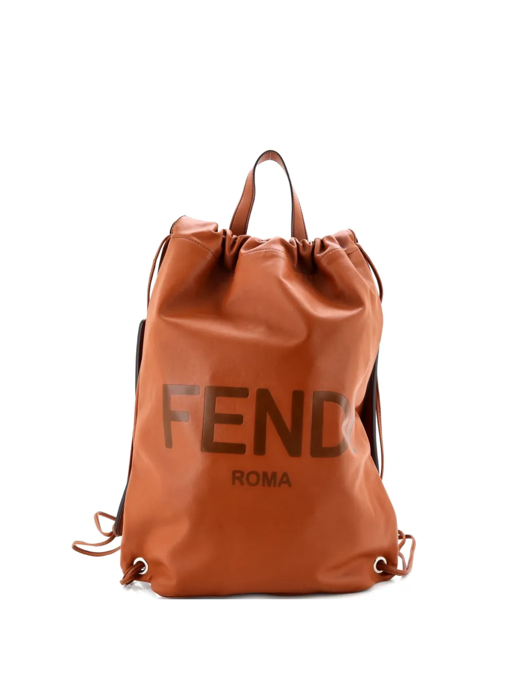 Fendi Pre-Owned Logo Drawstring Leather backpack - Marrone