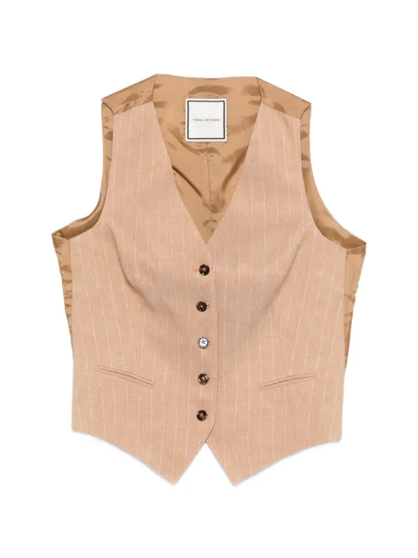 Tagliatore Pinstripe Buttoned Waistcoat in Neutrals
