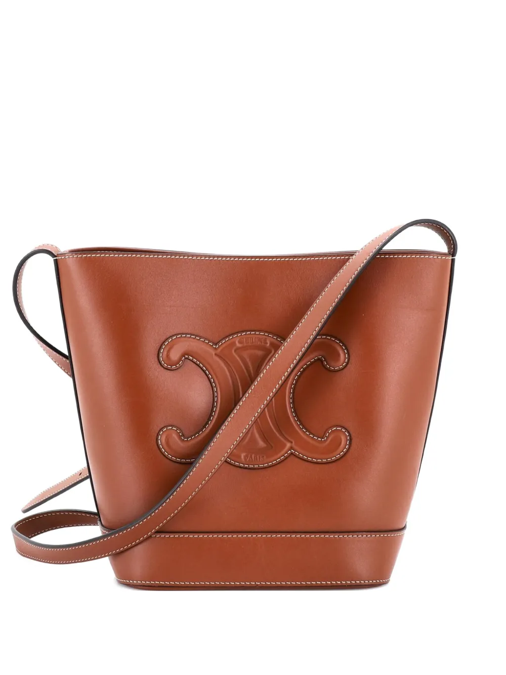 Celine Pre-Owned Cuir Triomphe Leather Small bucket bag - Marrone