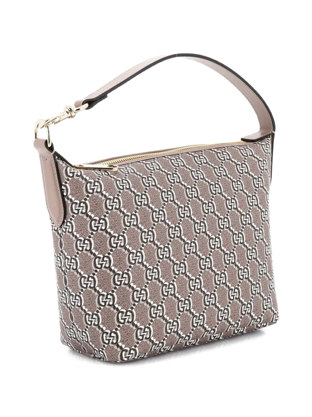 Gucci Pre-owned Ophidia Zip Shoulder Bag GG Shadow Coated Canvas Super Mini Hobo Bag in Brown, view 3