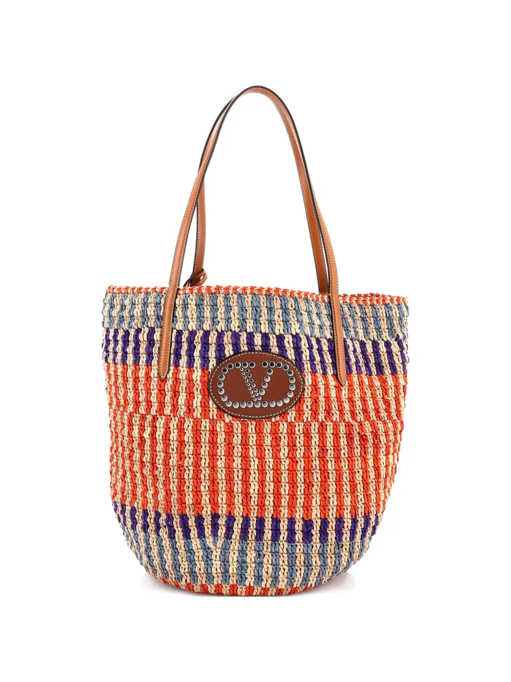 Valentino Garavani Pre-Owned Vlogo Shopping Raffia tote bag - Arancione