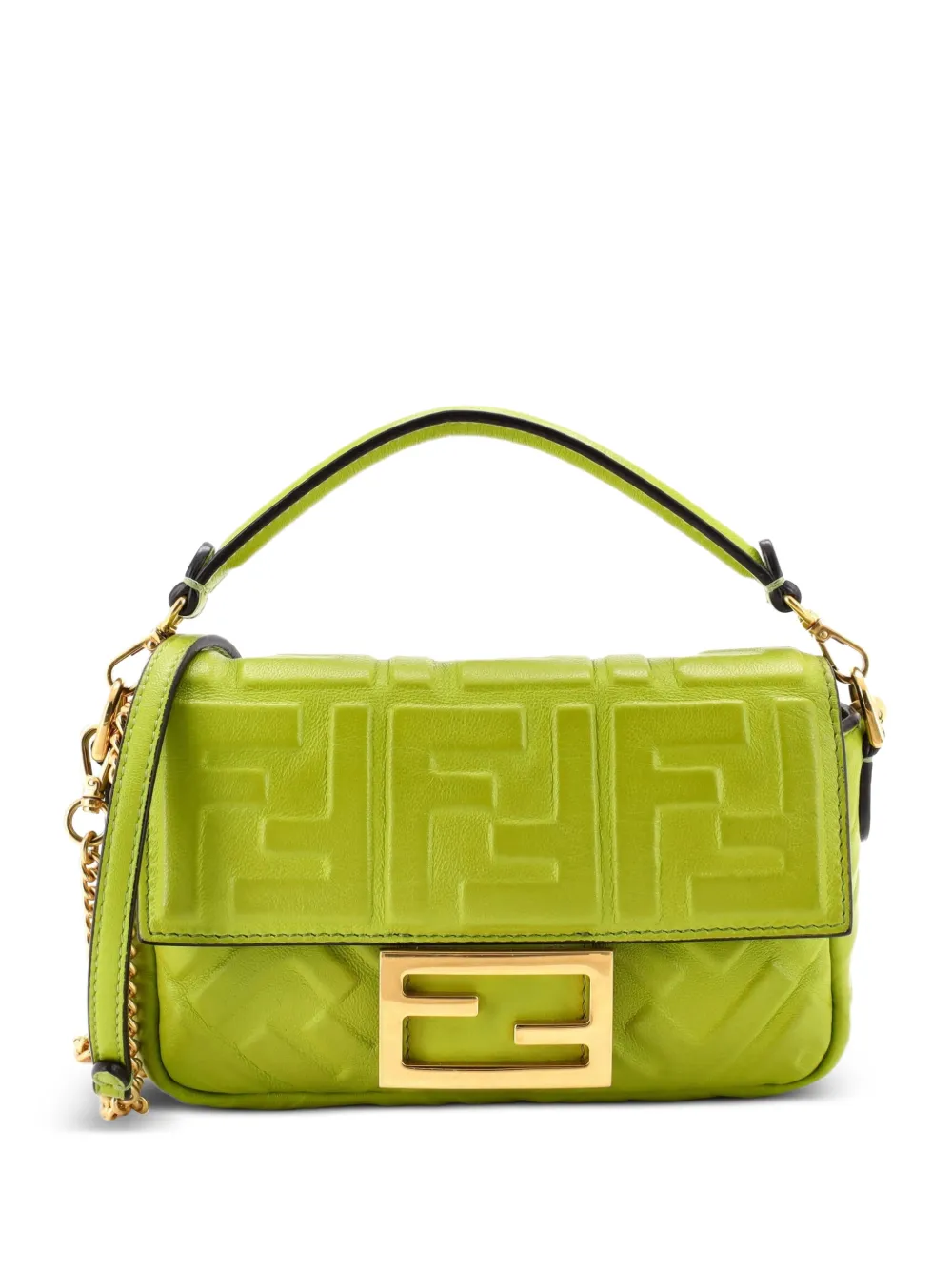 Fendi Pre-Owned Baguette NM Bag Zucca Embossed Leather Mini crossbody bag - Verde