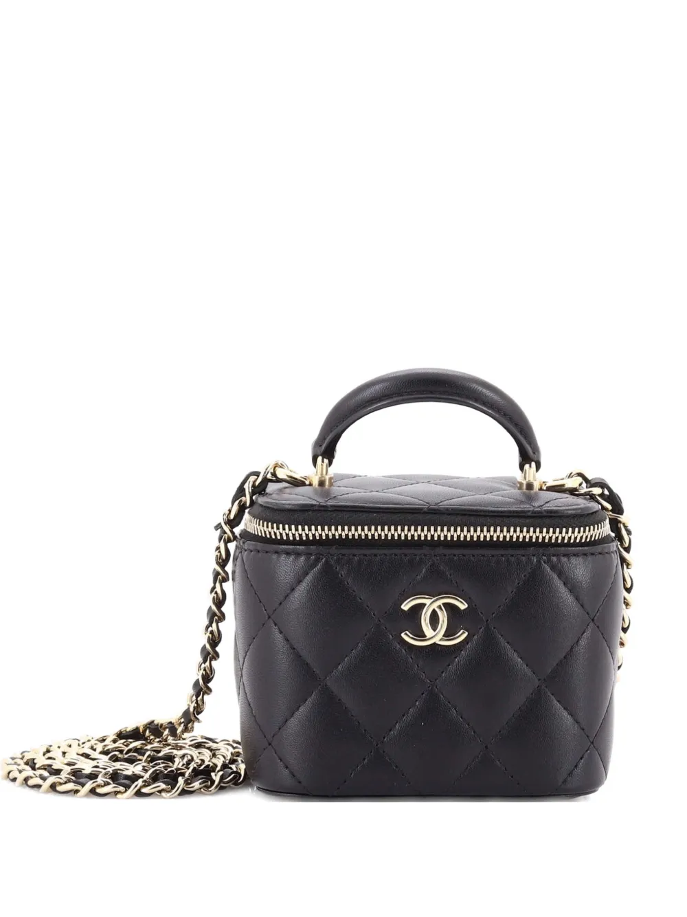 CHANEL Pre-Owned Classic Top Handle Vanity Case with Chain Quilted Lambskin Mini crossbody bag - Nero