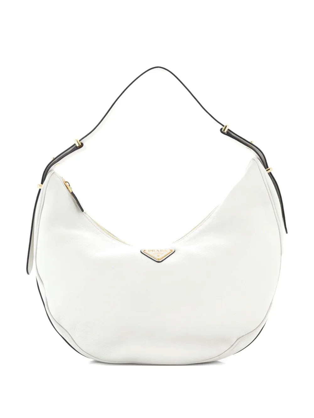 Prada Pre-Owned Arque Half Moon Hobo Leather Large shoulder bag - Bianco