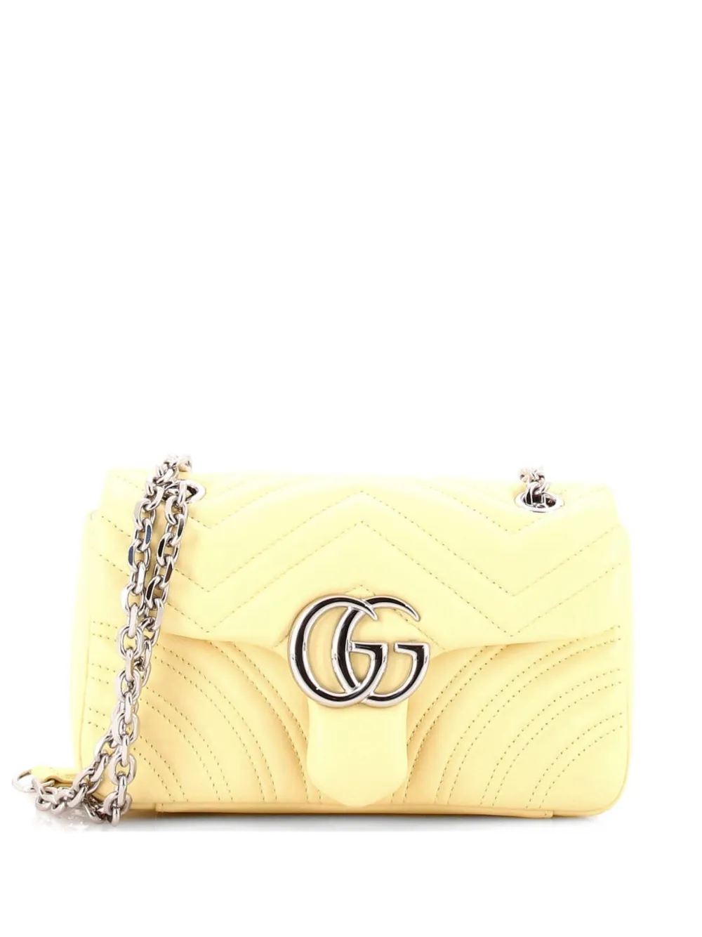 Gucci Pre-Owned Borsa a tracolla GG Marmont piccola in pelle matelassè con battente - Giallo