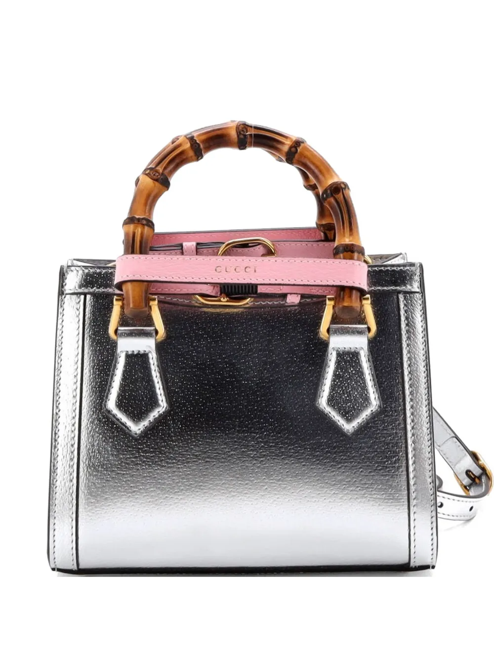 Gucci Pre-Owned Borsa a tracolla Diana NM Bamboo mini in pelle con manico - Argento