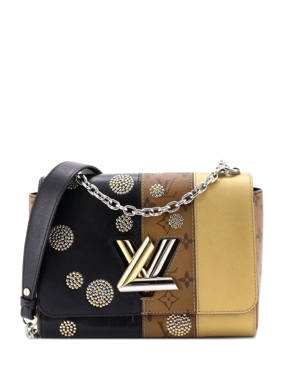 Louis Vuitton Pre-Owned Twist Handbag Limited Edition Studded Reverse Monogram Canvas and Leather MM shoulder bag - Nero