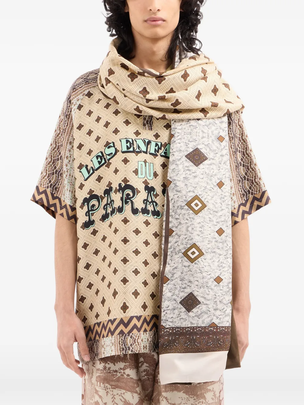Pierre-Louis Mascia Aloesta sjaal met geometrische print Beige