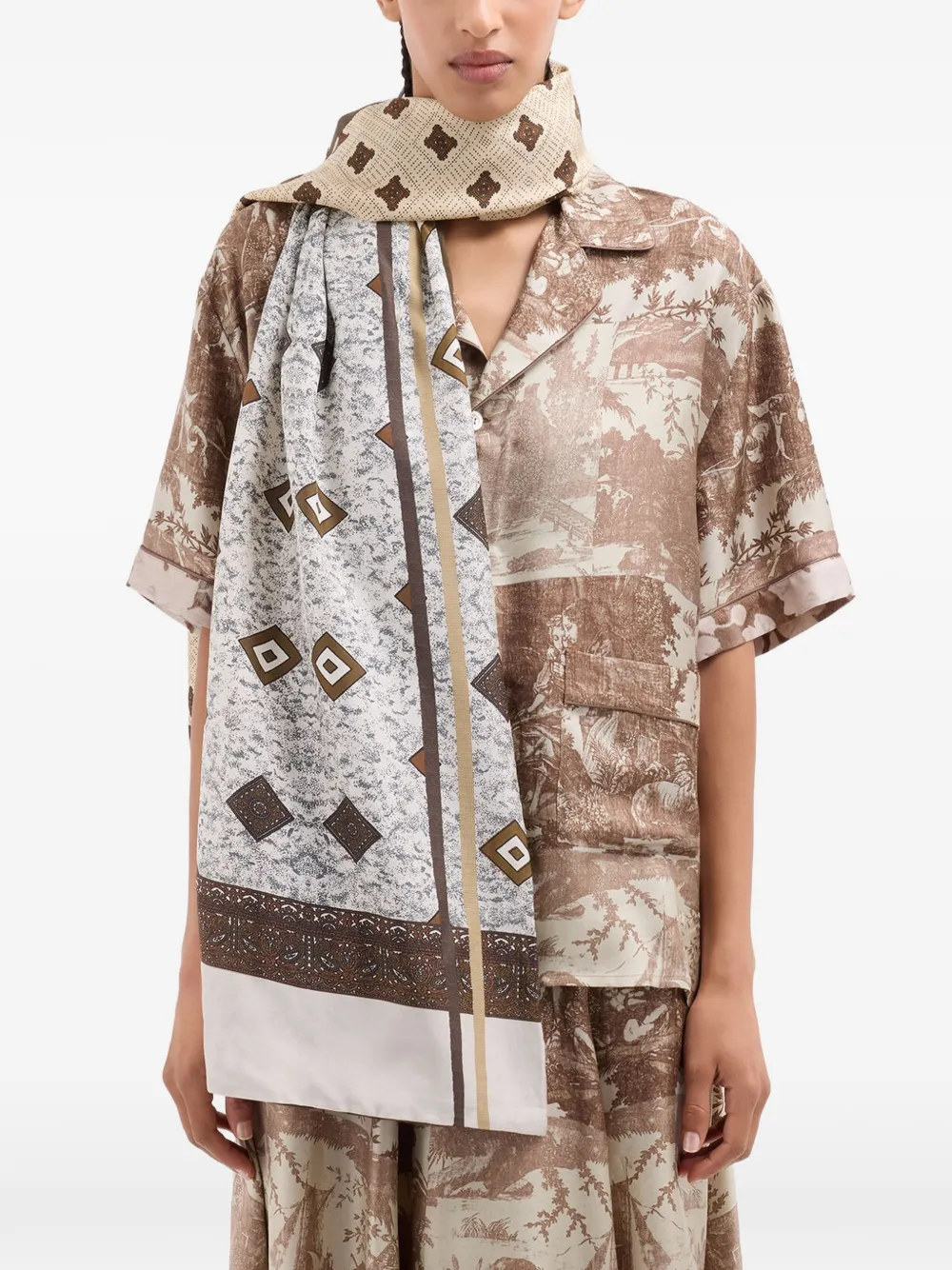Pierre-Louis Mascia Aloesta sjaal met geometrische print Beige