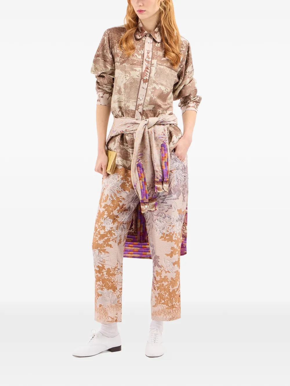 Pierre-Louis Mascia Aloe broek met bloemenprint Beige