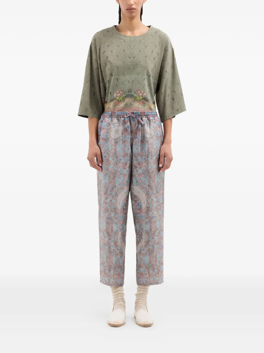 Pierre-Louis Mascia Aloe zijden broek met trekkoord en paisley Blauw