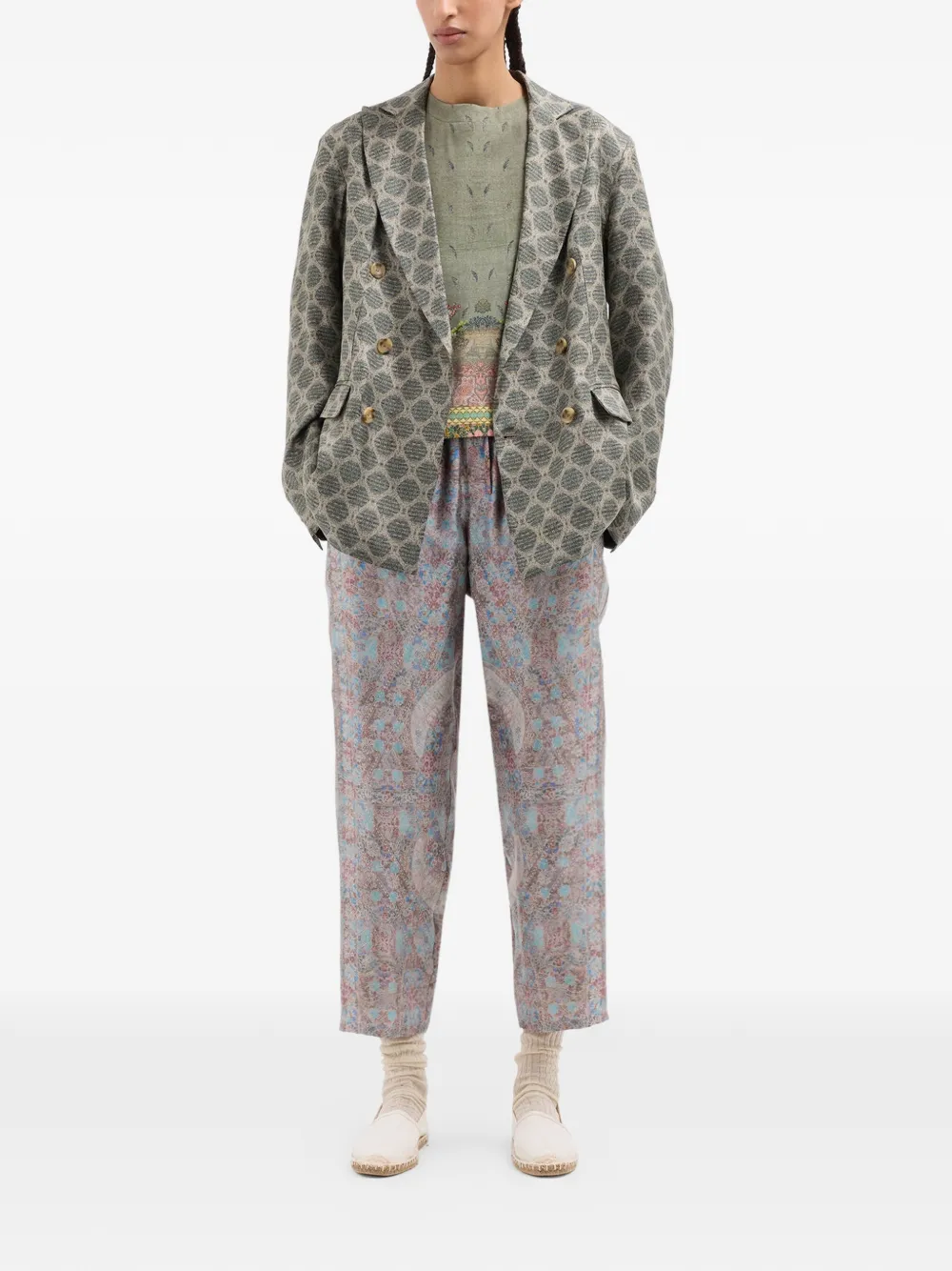 Pierre-Louis Mascia Aloe zijden broek met trekkoord en paisley Blauw
