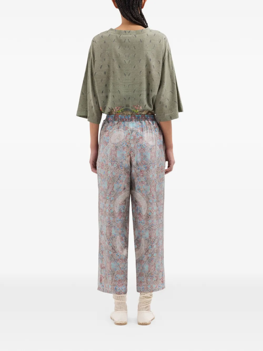 Pierre-Louis Mascia Aloe zijden broek met trekkoord en paisley Blauw
